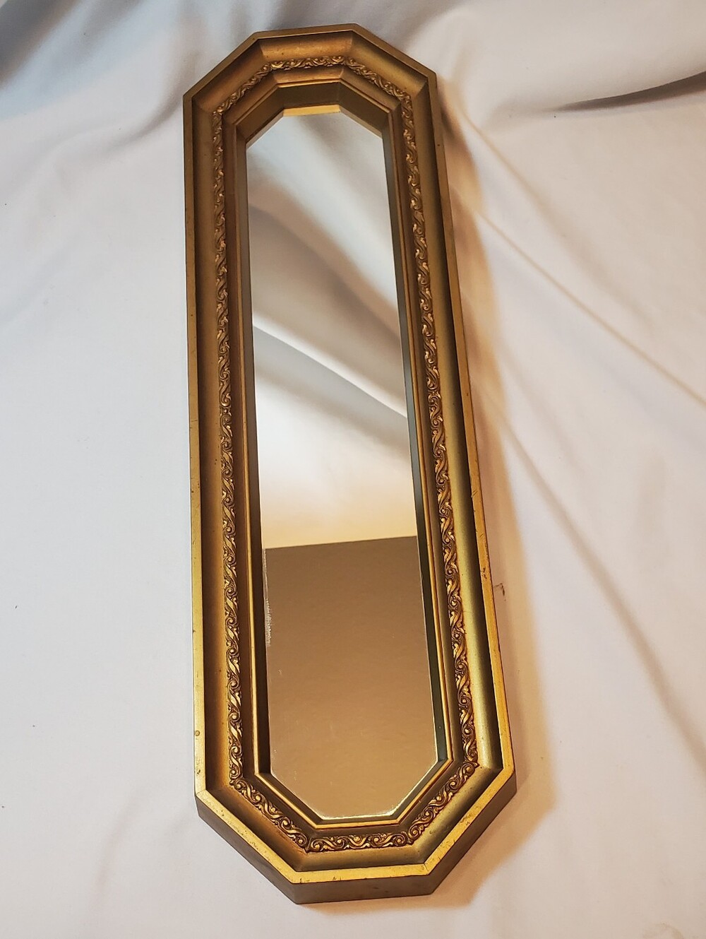 Home Interiors Homco Vtg 1970's Art Deco MCM Gold Ornate Octagonal Wall Mirror